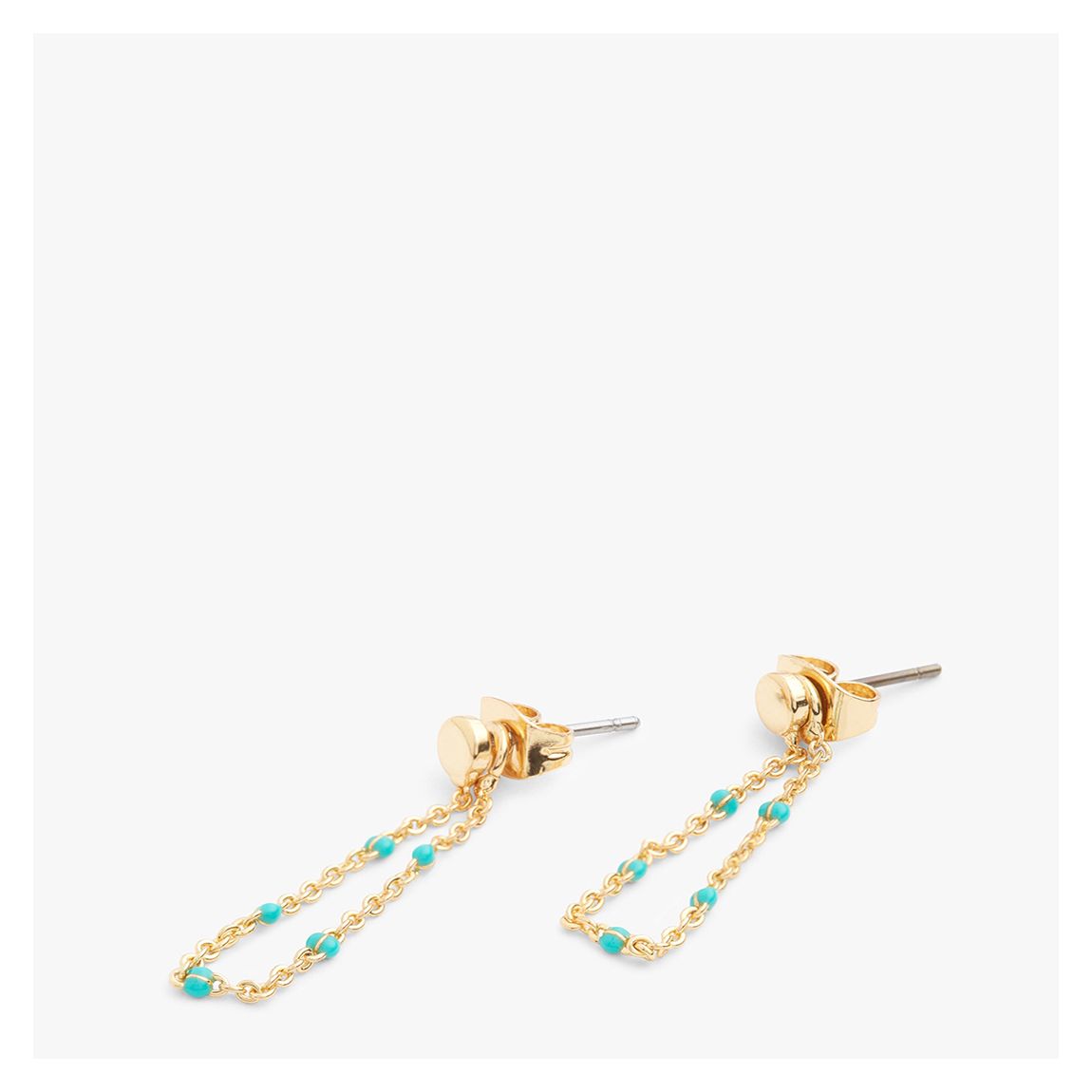 Gold/Aqua Mini Bead Chain Earrings main product photo
