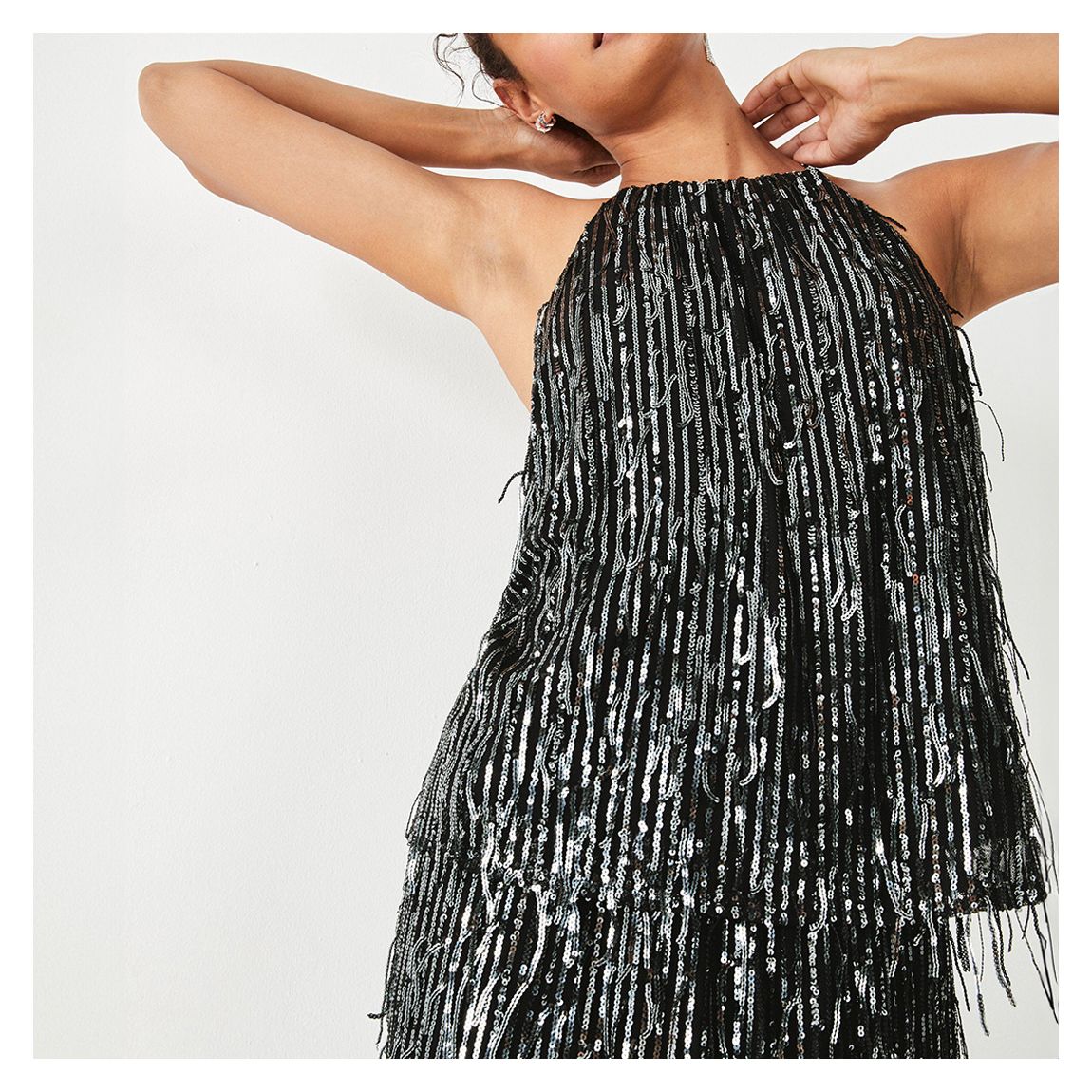 Black Halterneck Sequin Cami main product photo