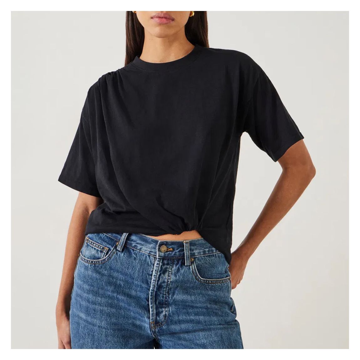 Black Tuck Detail Slub T-Shirt main product photo