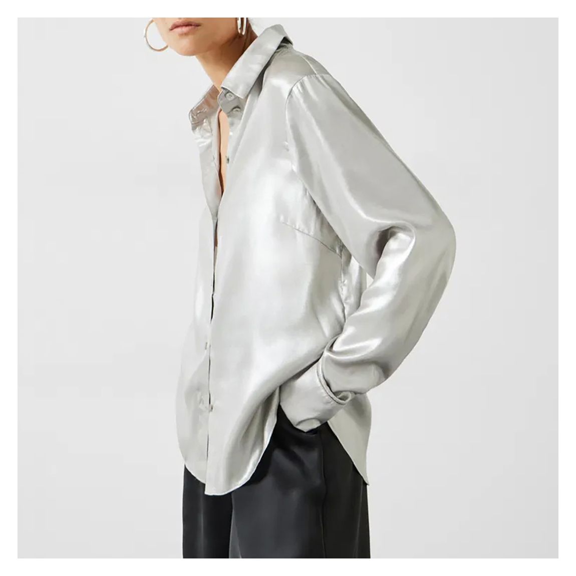 Metallic Silver Relaxed Shirt main product photo