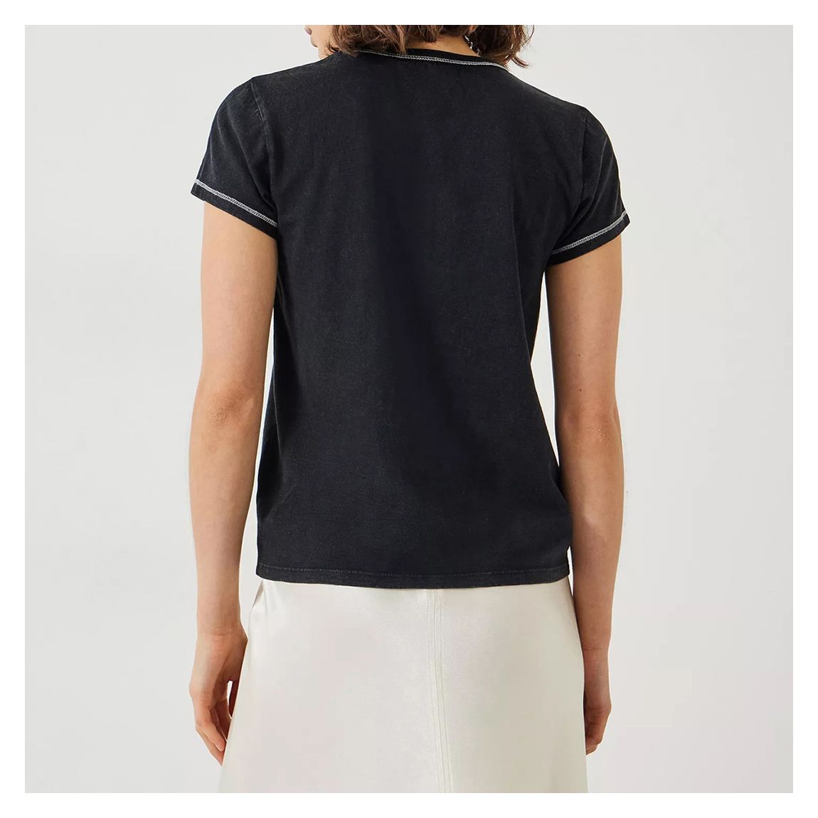 Black Contrast Stitch Detail T-Shirt main product photo