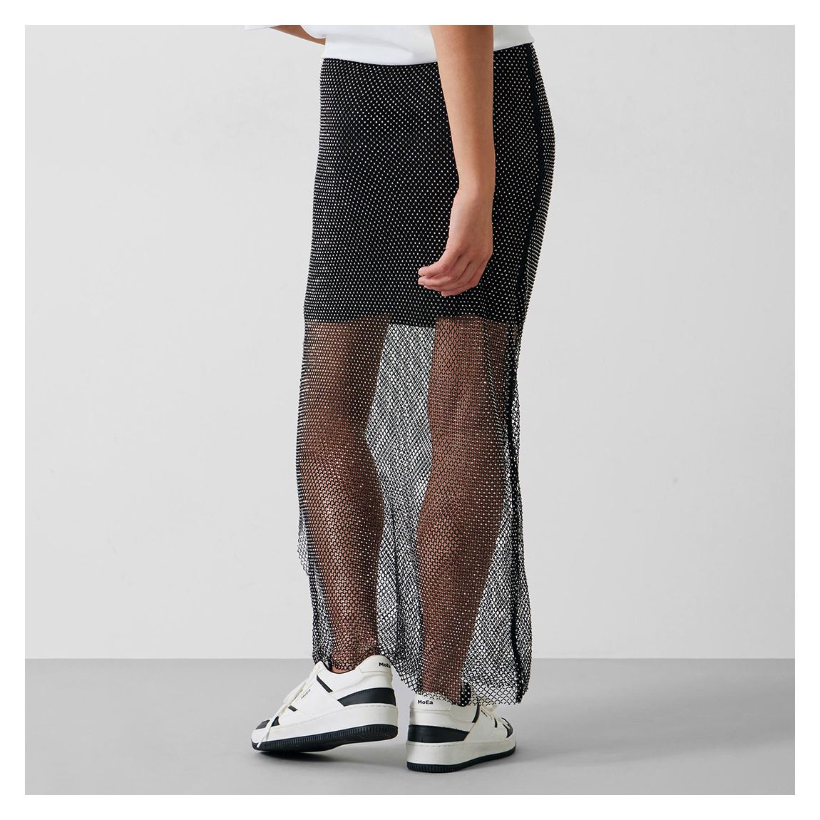 Black Semi Sheer Sparkle Maxi Skirt main product photo
