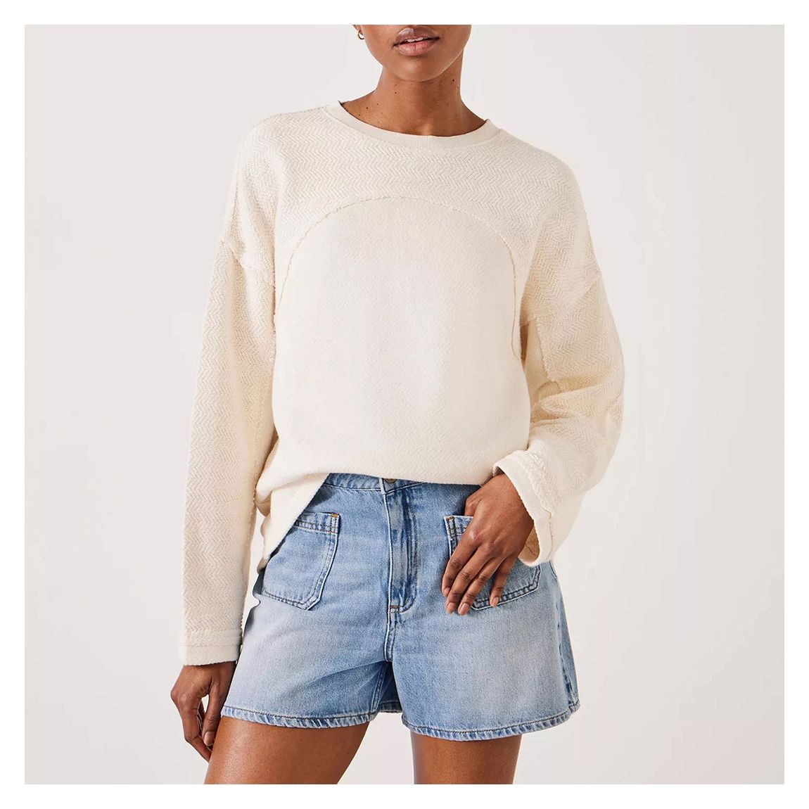 Ecru Textured Sweatshirt main product photo