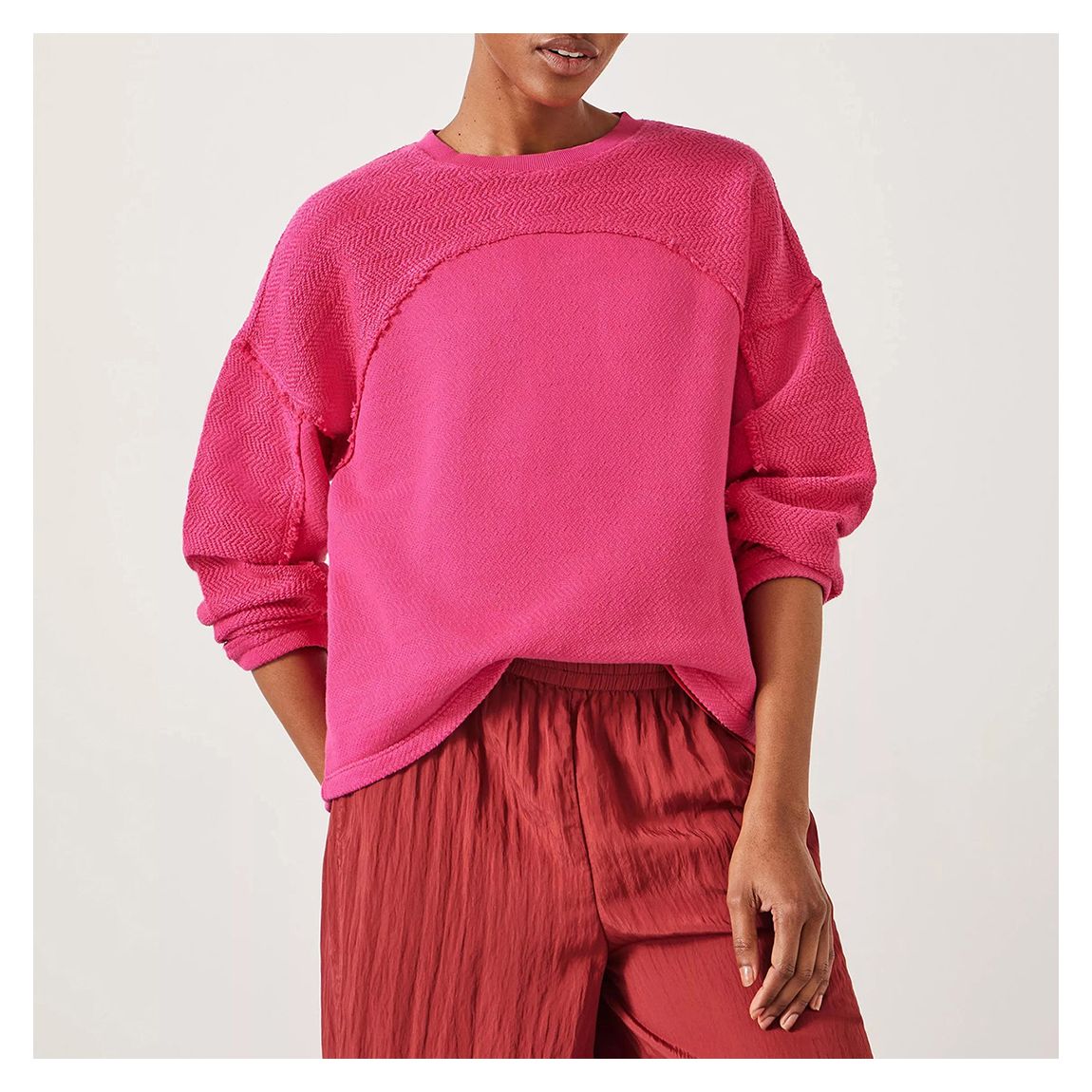 Hot Pink Textured Sweatshirt main product photo