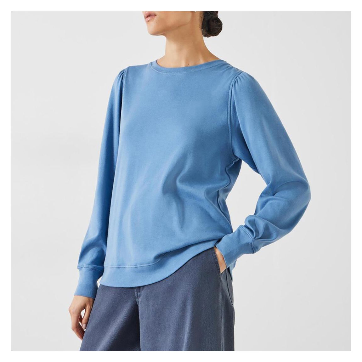 Cornflower Puff Sleeve Jersey Top main product photo
