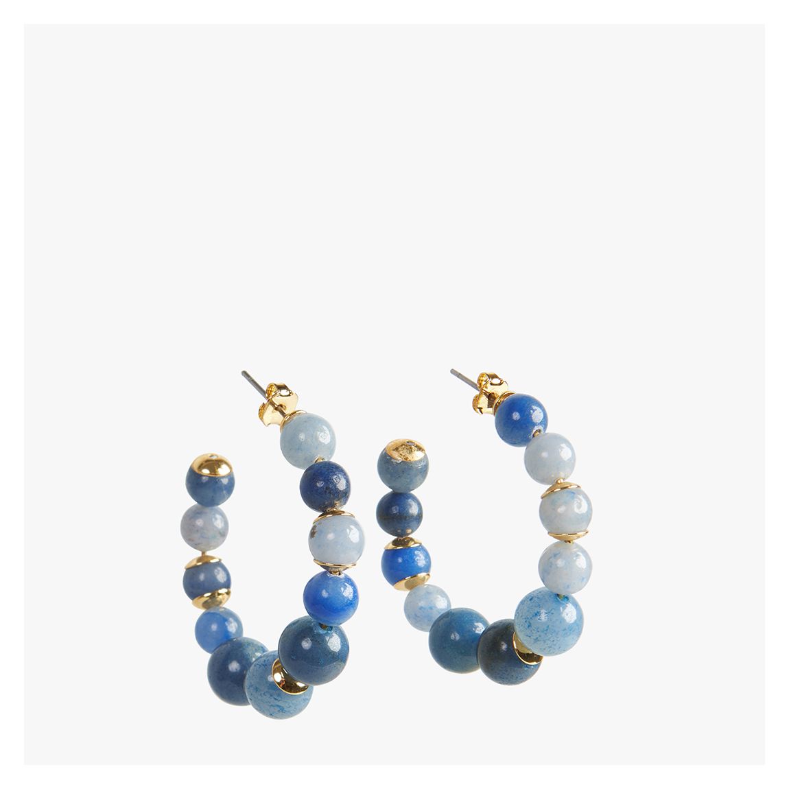 Gold/Blue Semi Precious Hoop Earrings main product photo