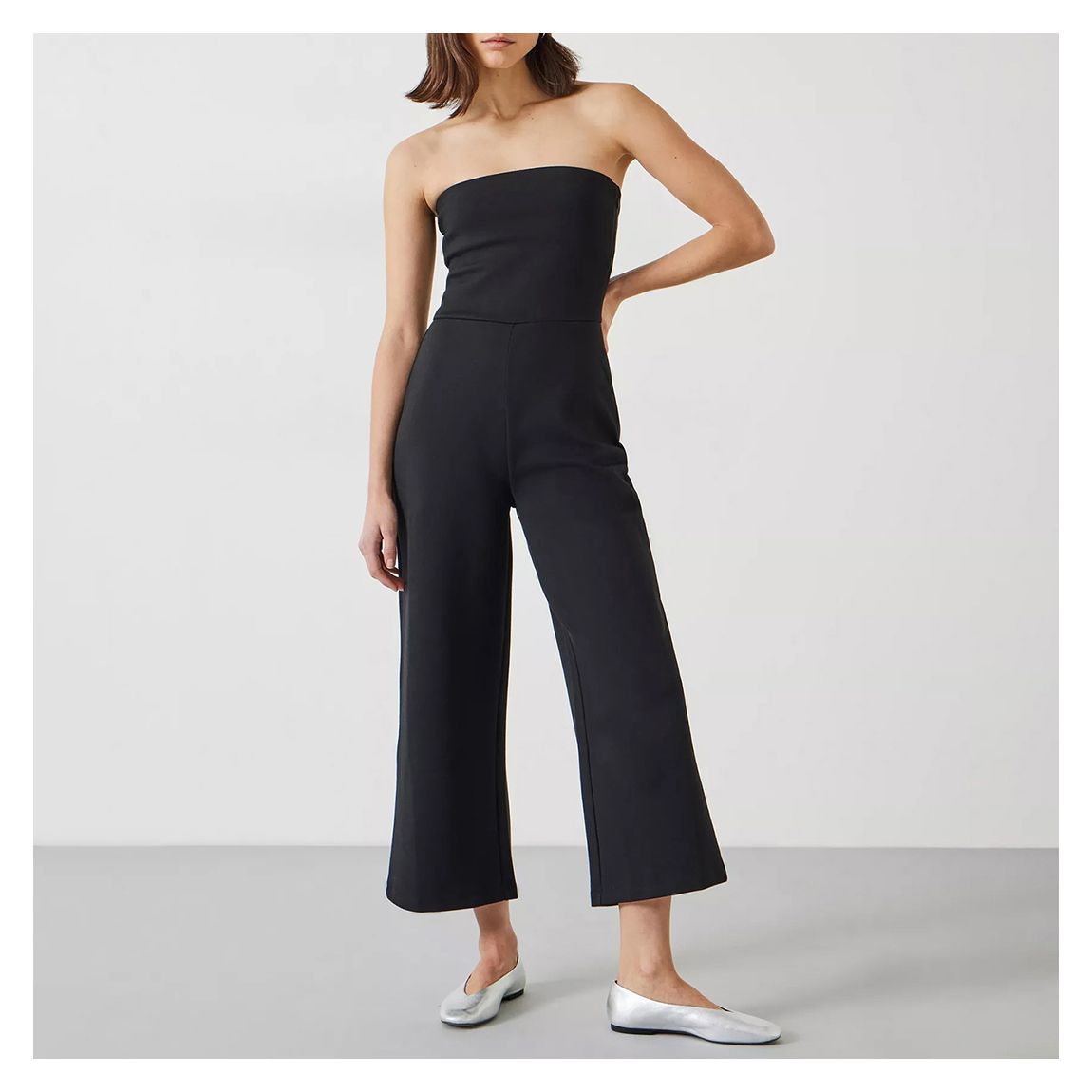 Black Wide Leg Bandeau Jumpsuit main product photo