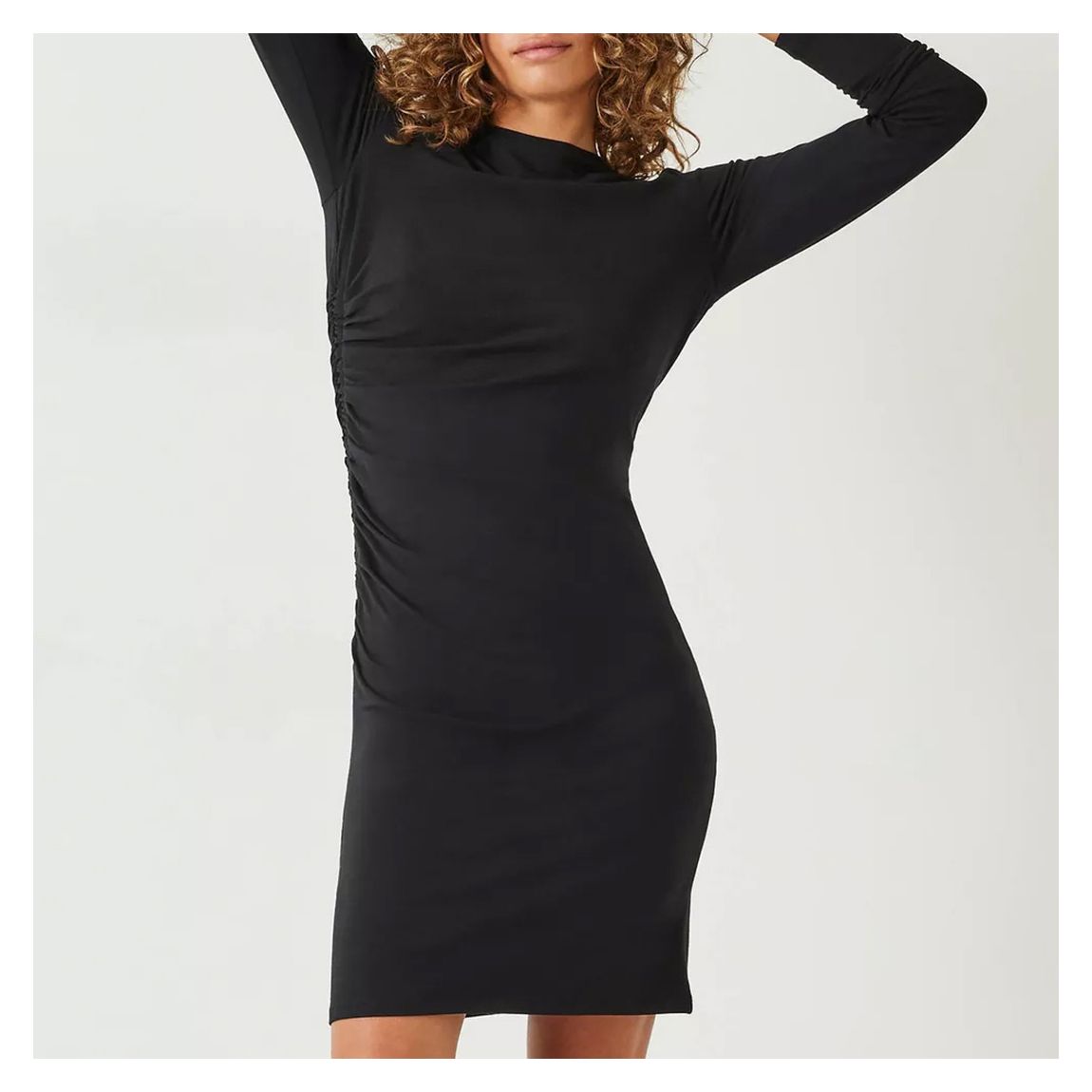 Black Bodycon Ruched Mini Dress main product photo