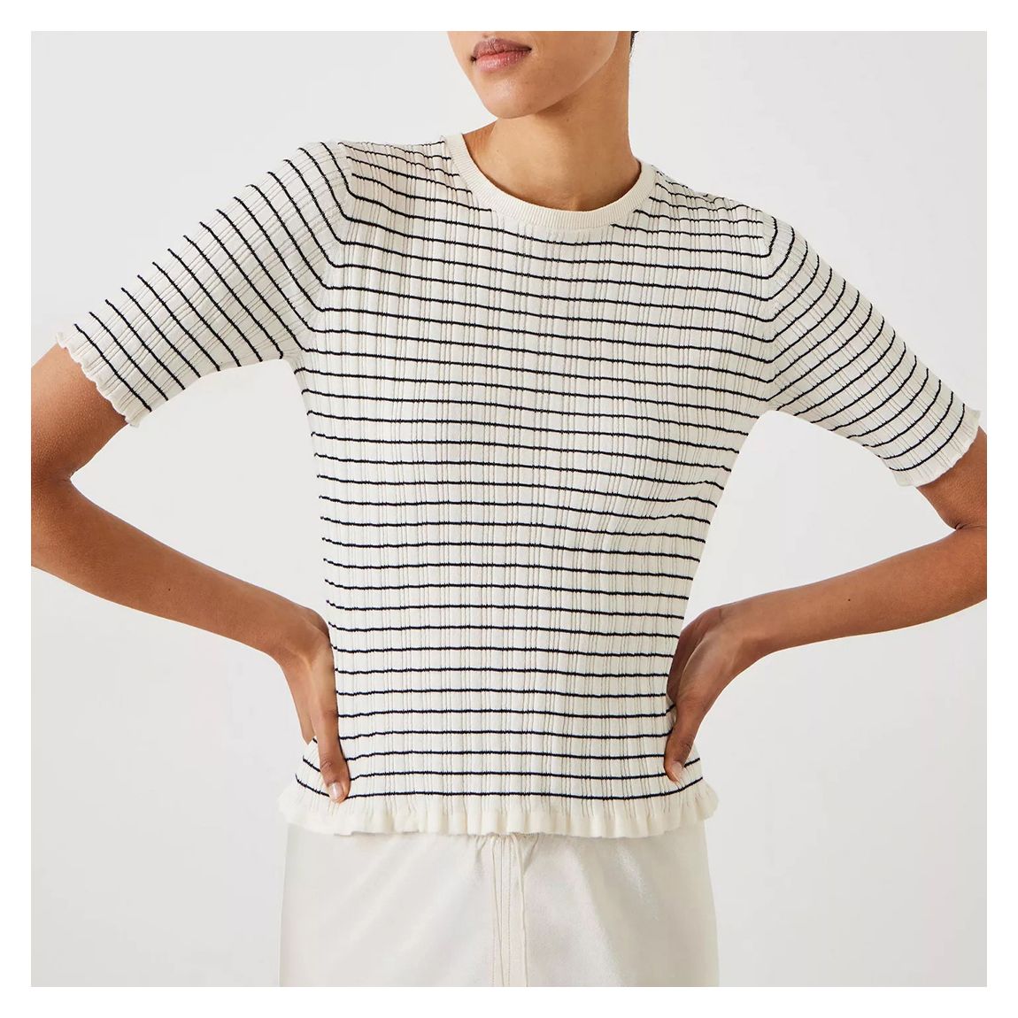 Ecru/Black Striped Knitted Top main product photo
