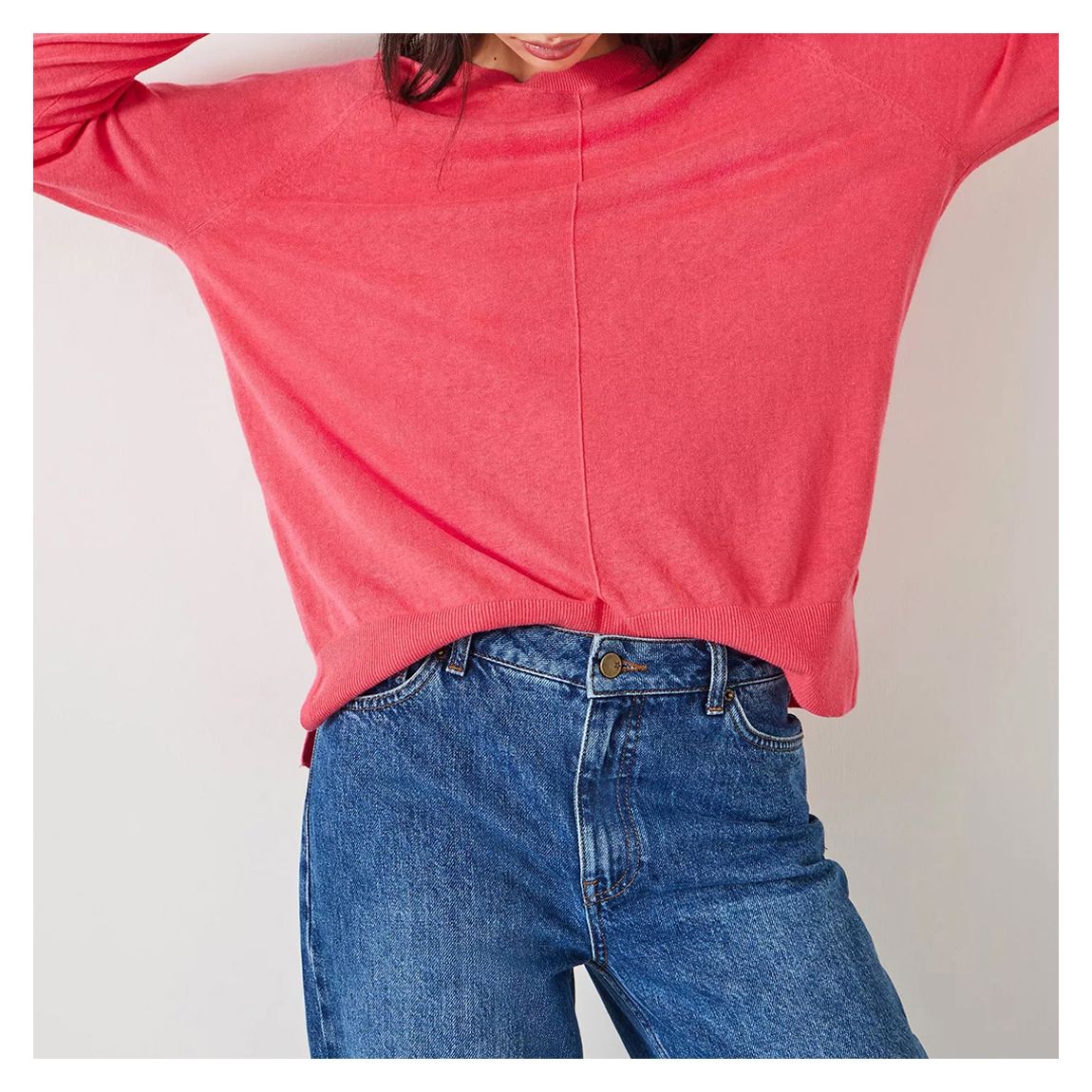 Pink Relaxed Fit Linen Blend Crew main product photo