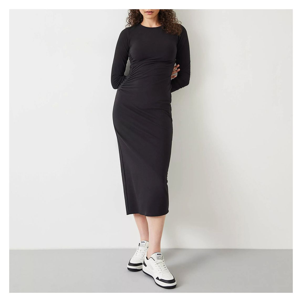 Black Long Sleeve Midi Dress main product photo