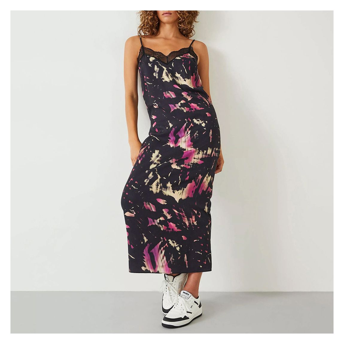 Black Printed Slip Midi Dress main product photo