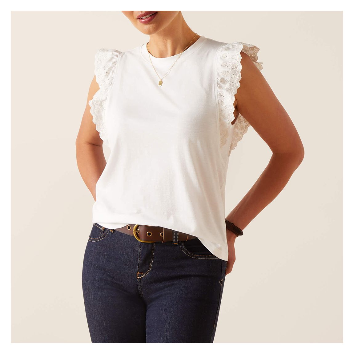 White Ludlow Ruffle Top main product photo