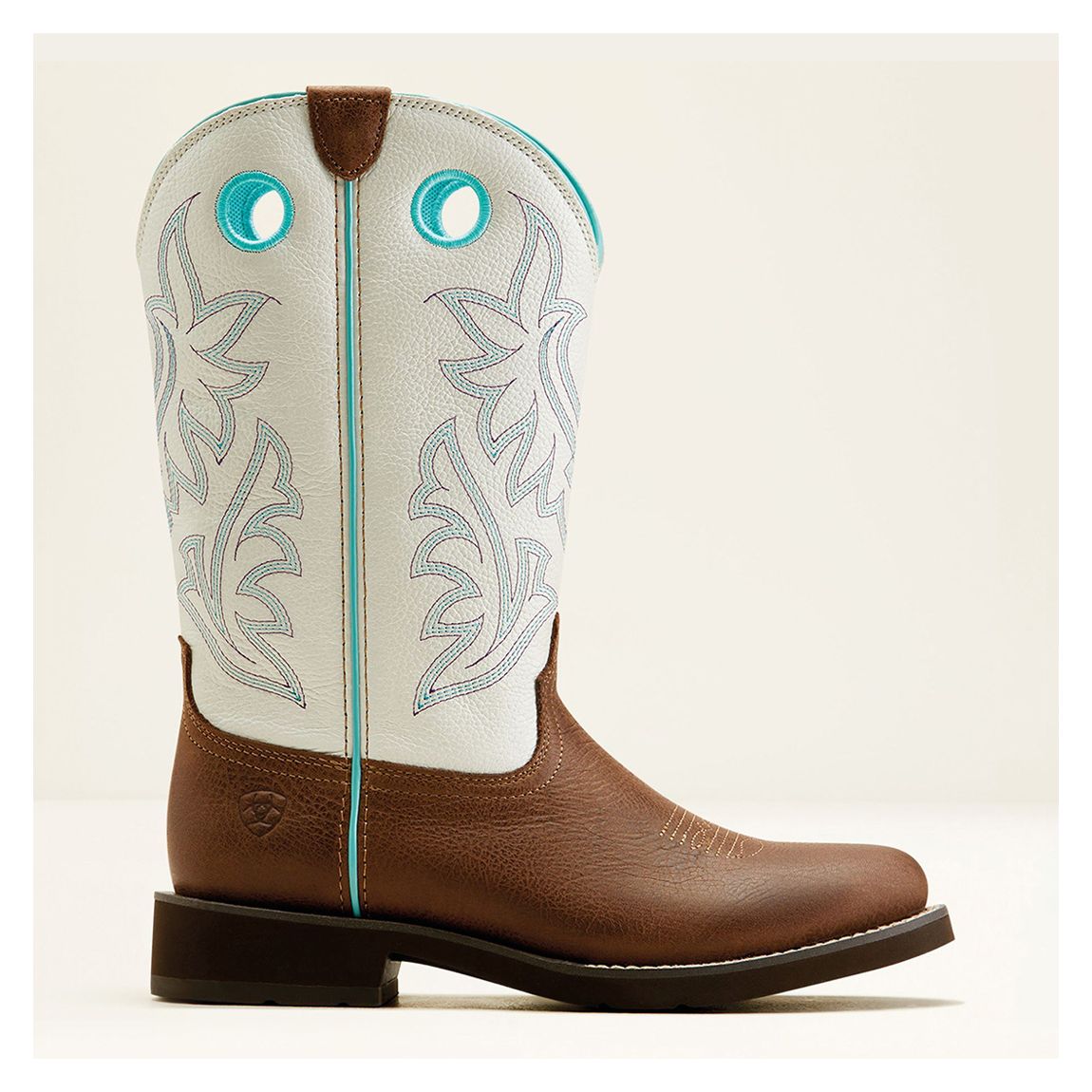 Brown/White/Blue Leather Elko Western Boot main product photo