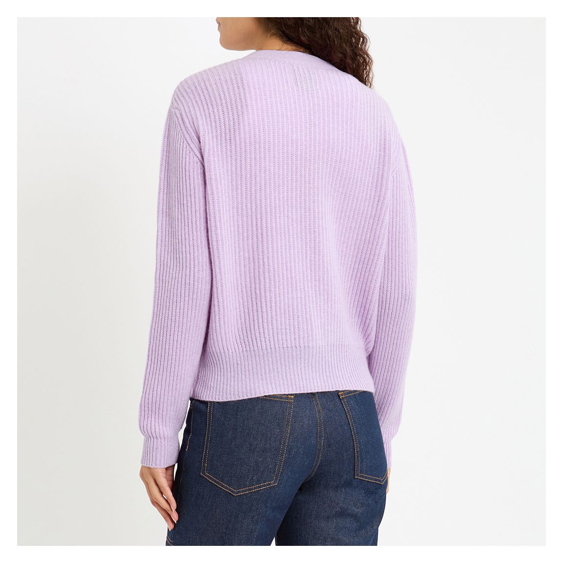 Lavender Cashmere Ribbed Cardigan main product photo