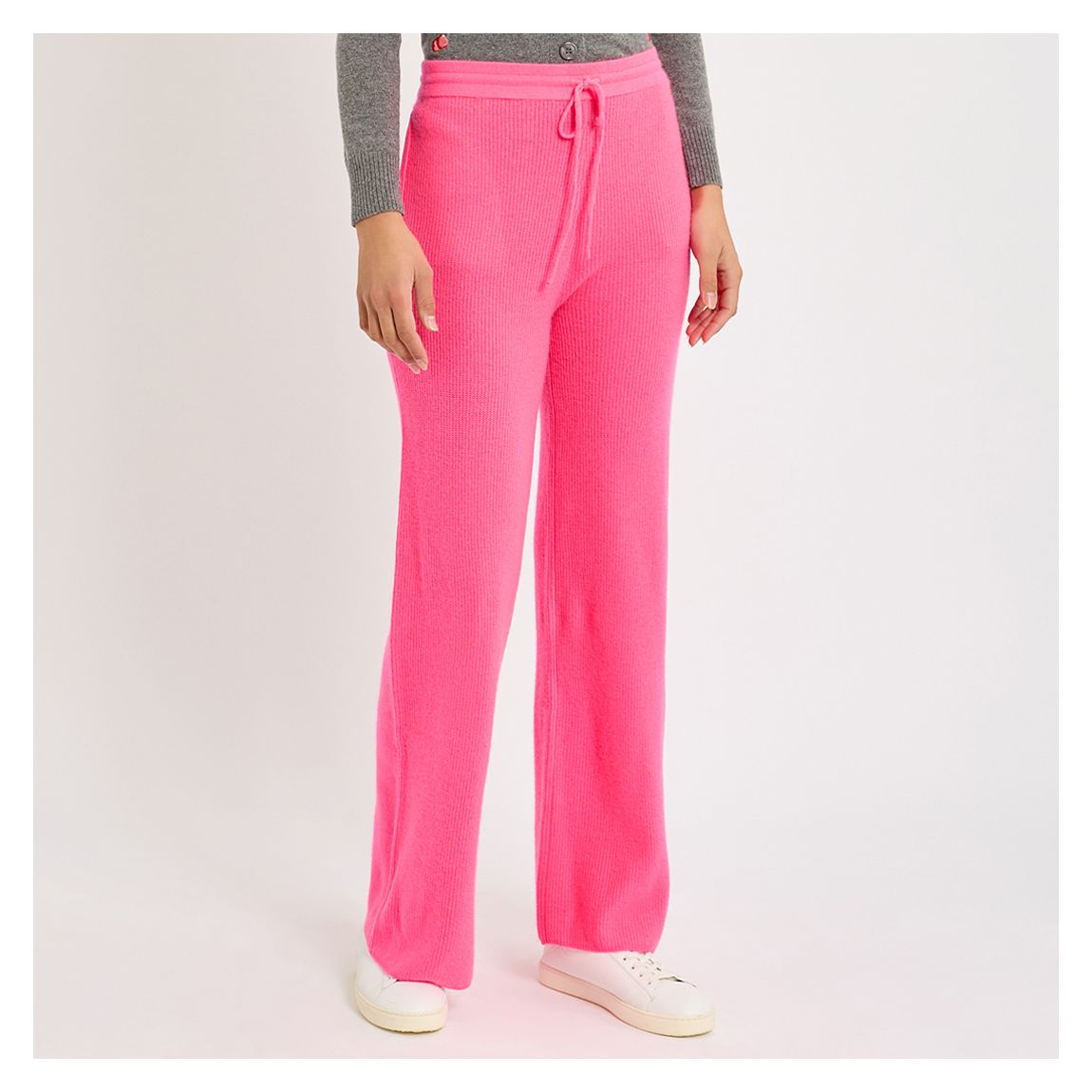 Neon Pink Cashmere Ribbed Joggers main product photo