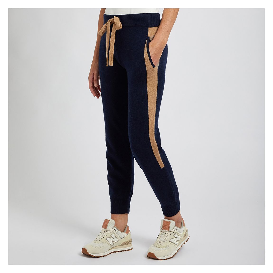 Navy Colourblock Cashmere Joggers main product photo