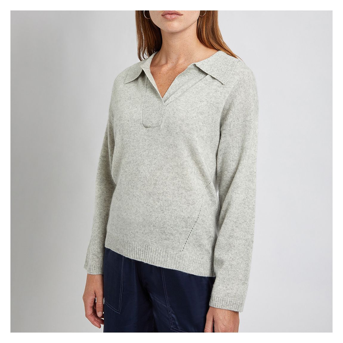 Light Grey Lapel Cashmere Jumper main product photo