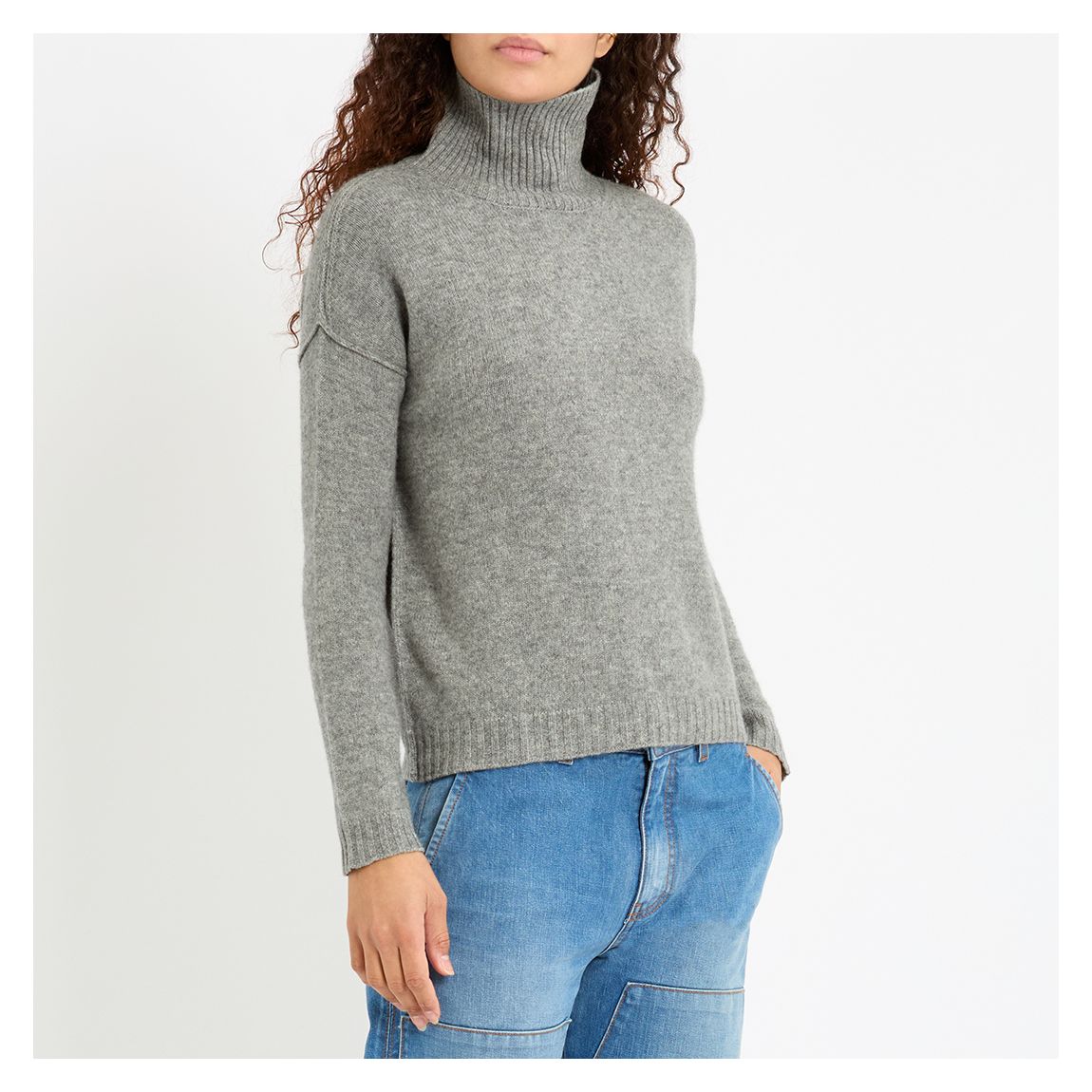 Grey Button Back Crew Jumper main product photo