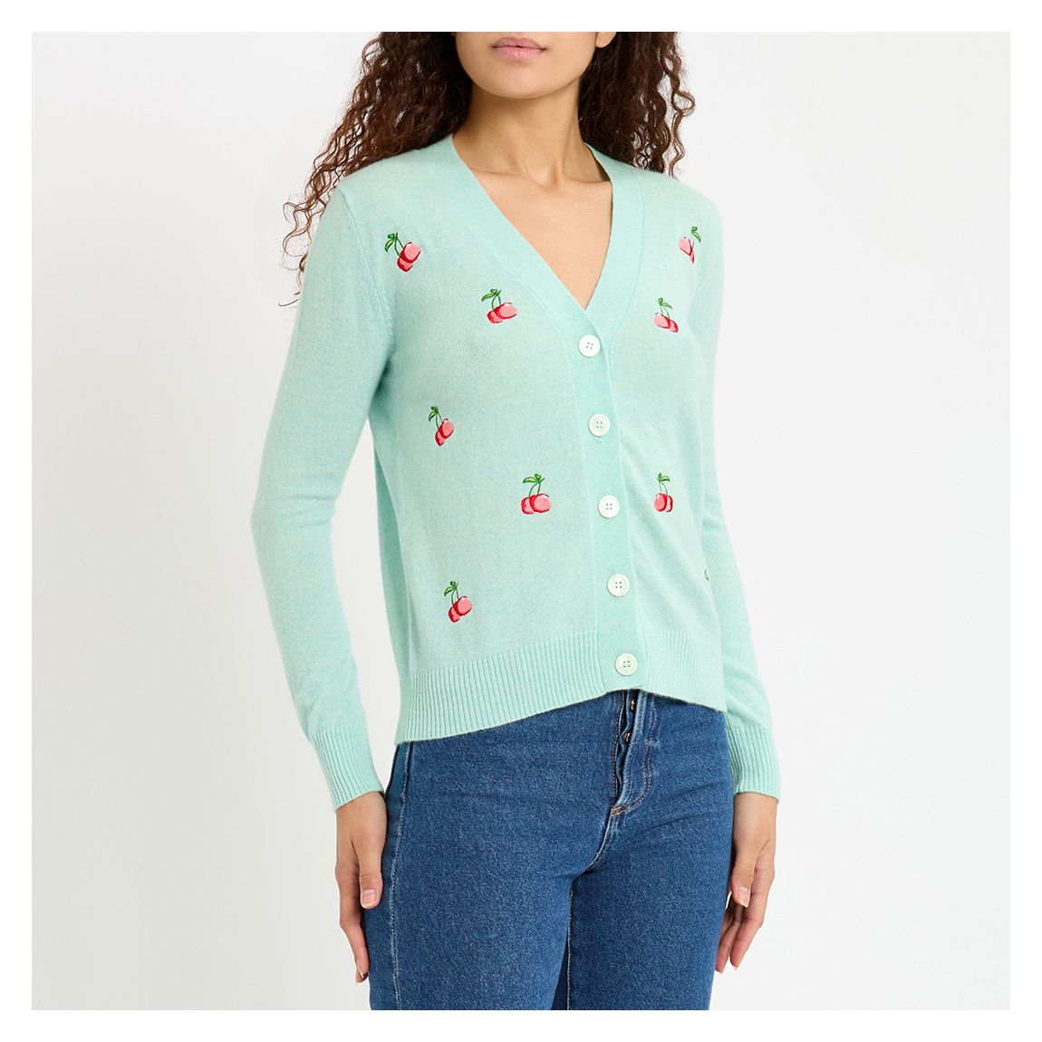 Spearmint Cashmere Cherry Cardigan main product photo