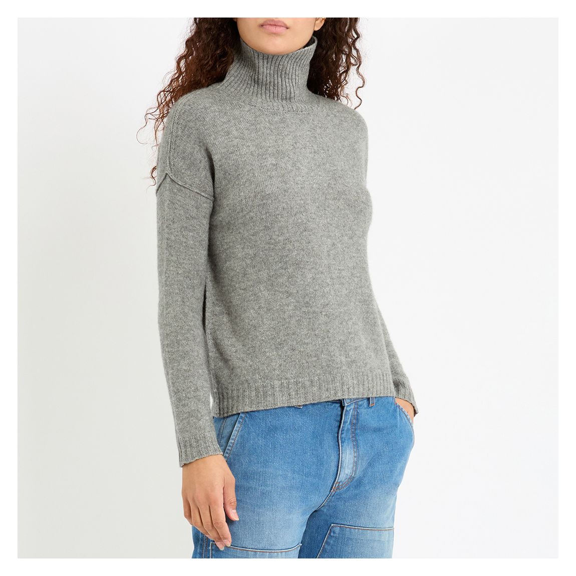Grey Cashmere Roll Neck Jumper main product photo