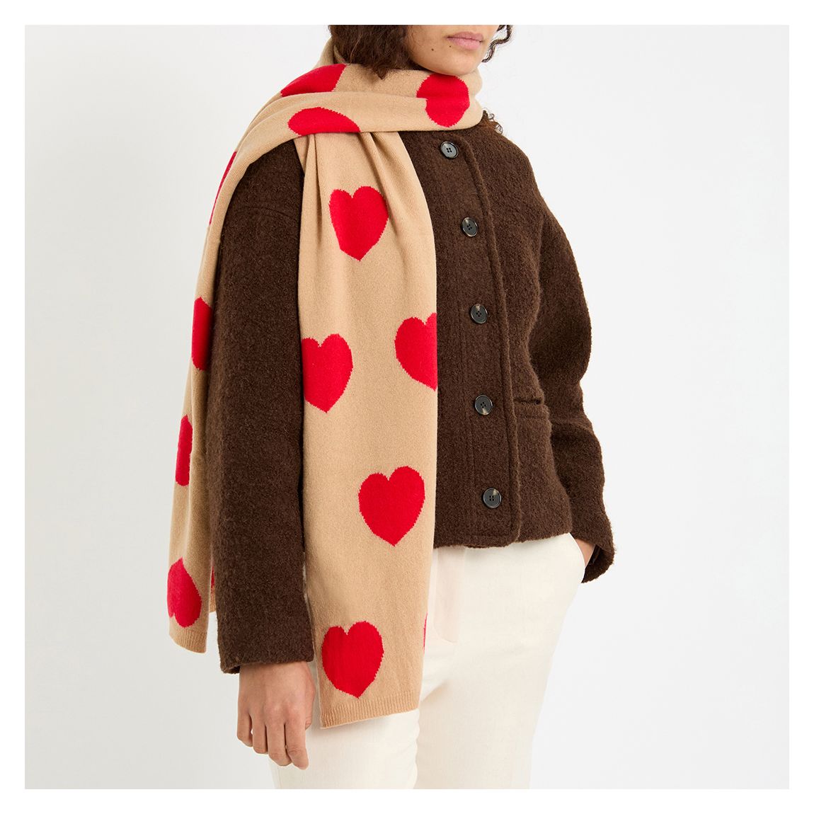 Camel/Red Heart Cashmere Scarf main product photo