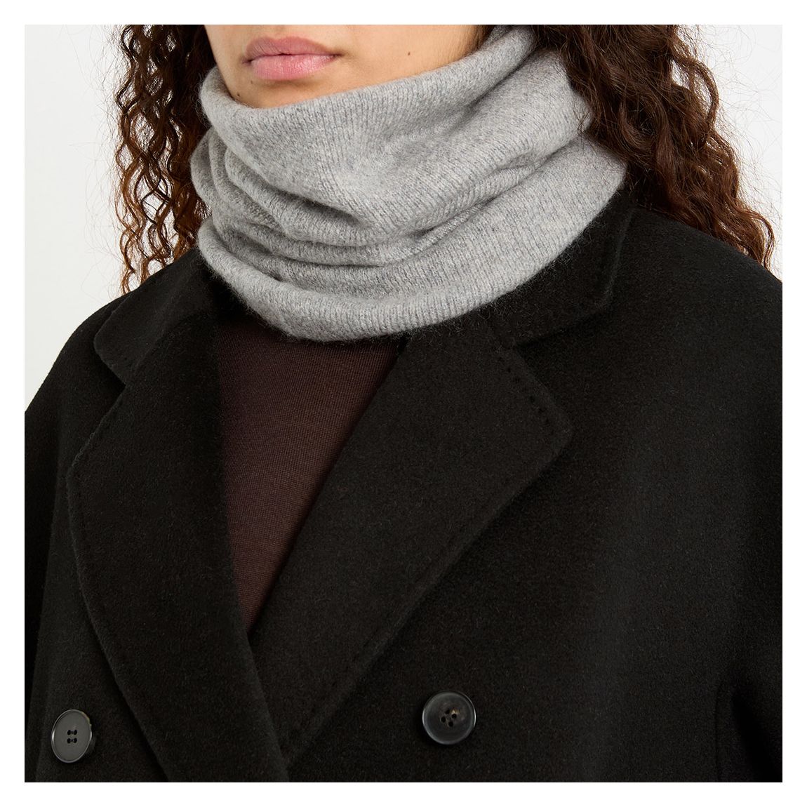 Mid Grey Moss Stitch Cashmere Snood main product photo