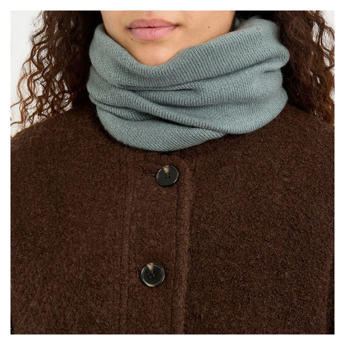 Khaki Moss Stitch Cashmere Snood main product photo