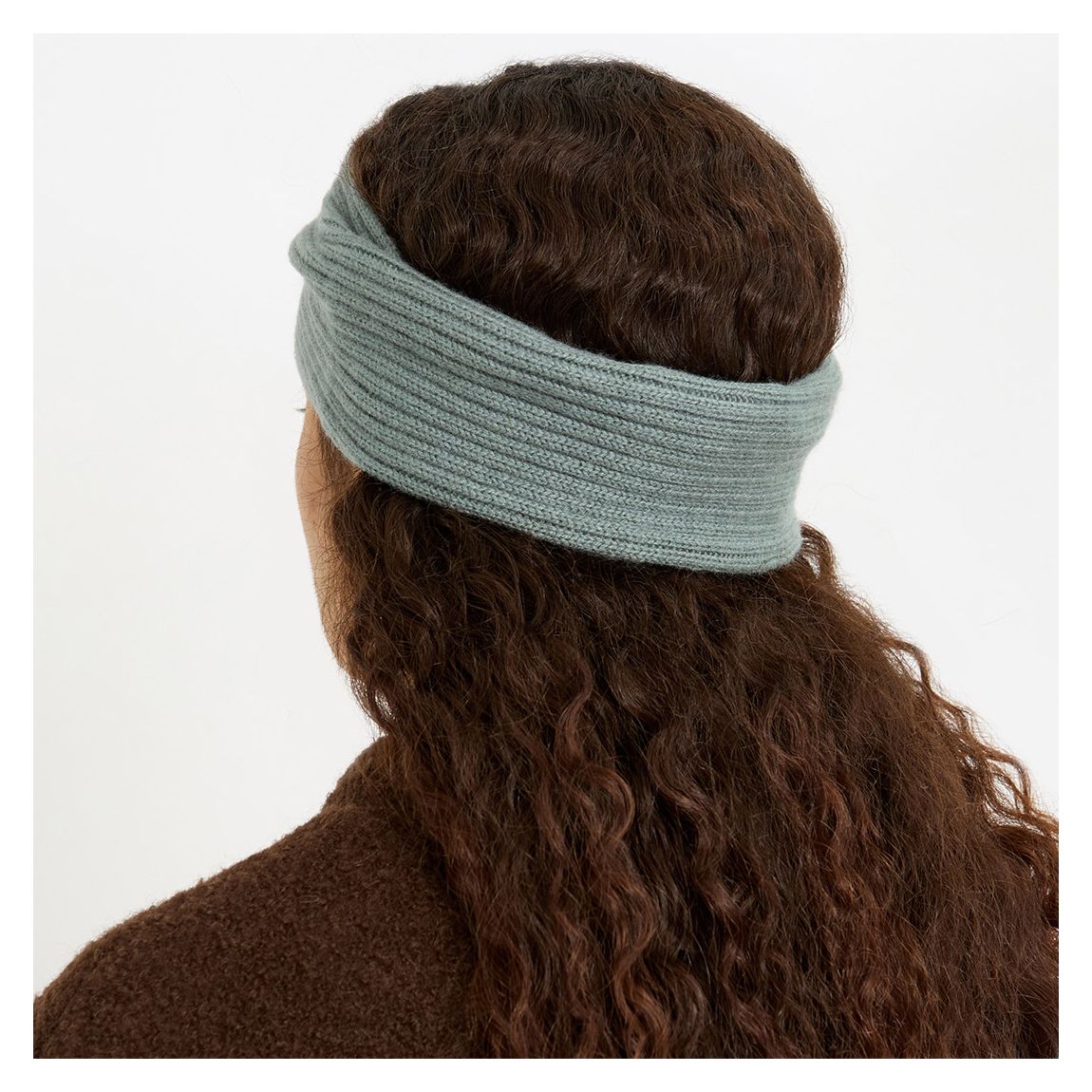 Khaki Rib Twist Cashmere Headband main product photo