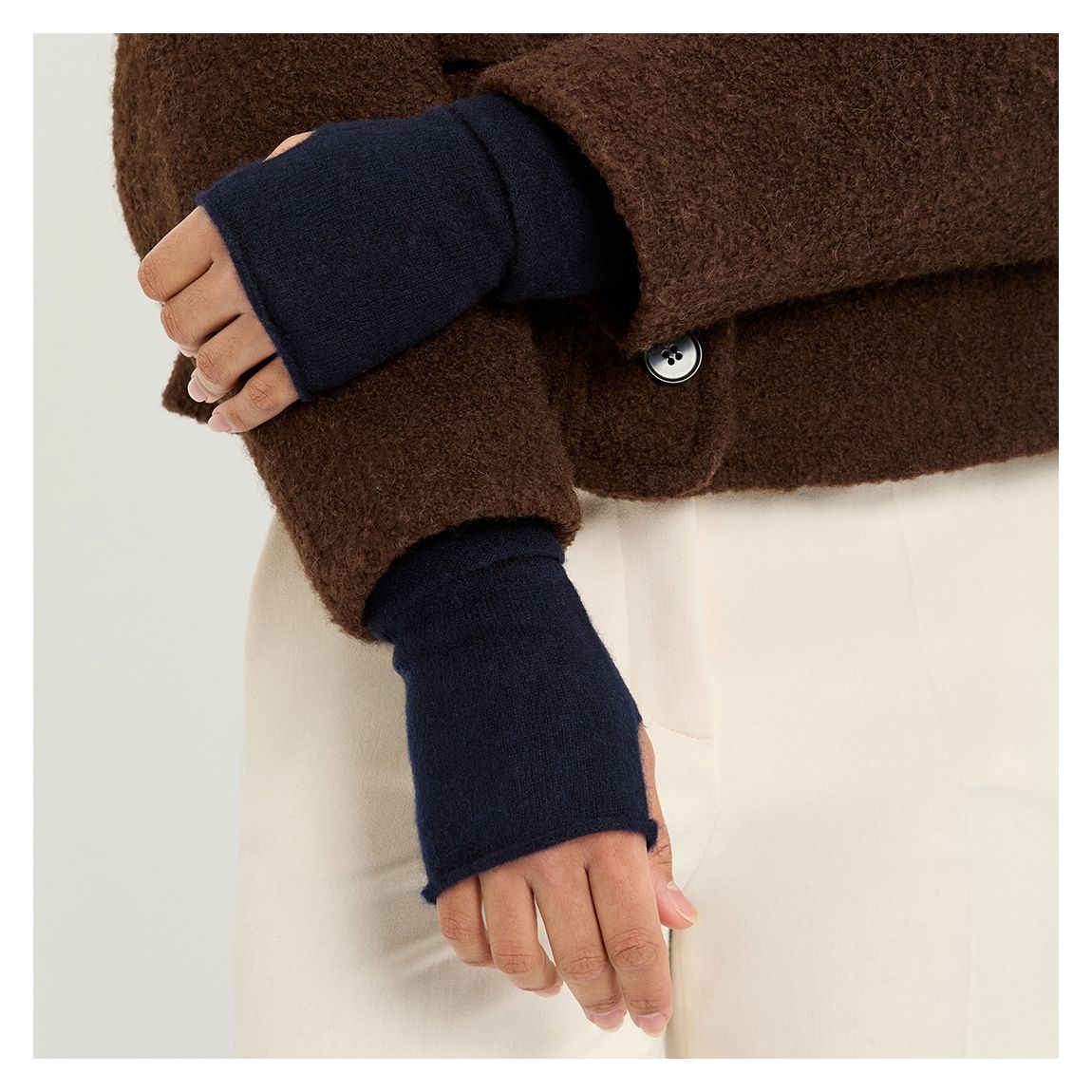 Navy Cashmere Wrist Warmers main product photo