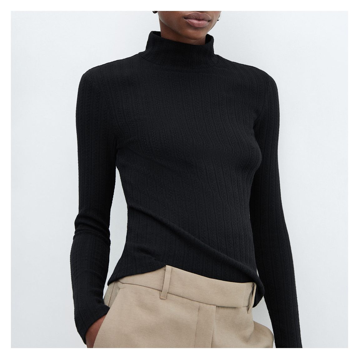 Black Ribbed Knit Turtleneck main product photo