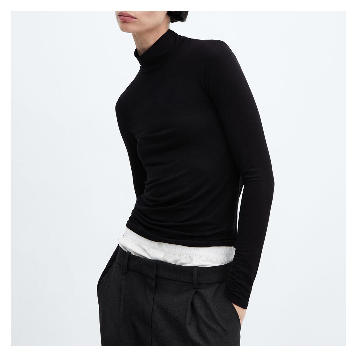 Black Turtleneck Long-sleeved Top main product photo