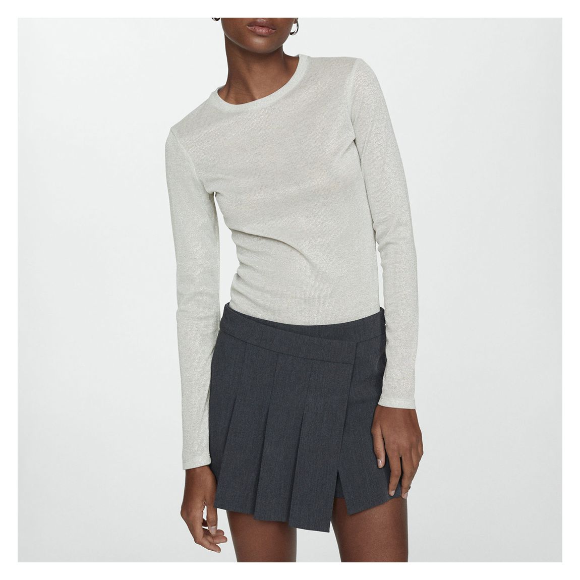 Grey Shimmer Lurex Long-sleeved Tee main product photo