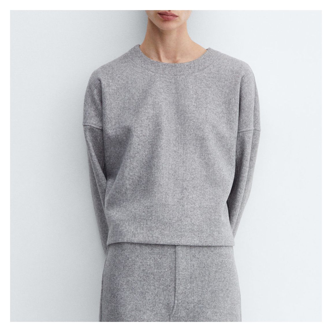 Heather Grey Crew Knit Sweatshirt main product photo