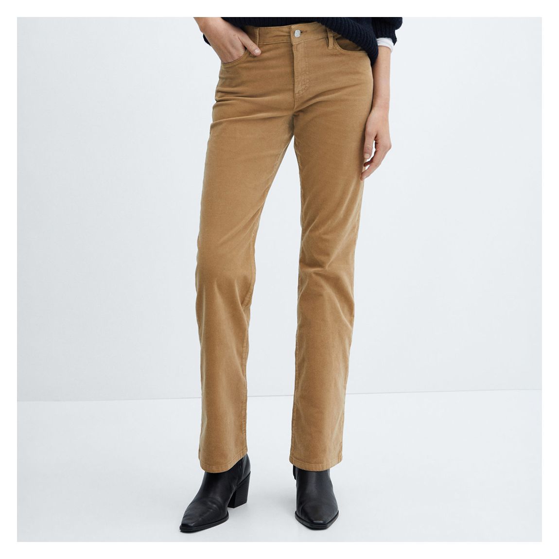 Mustard Flare Crop Corduroy Trousers main product photo