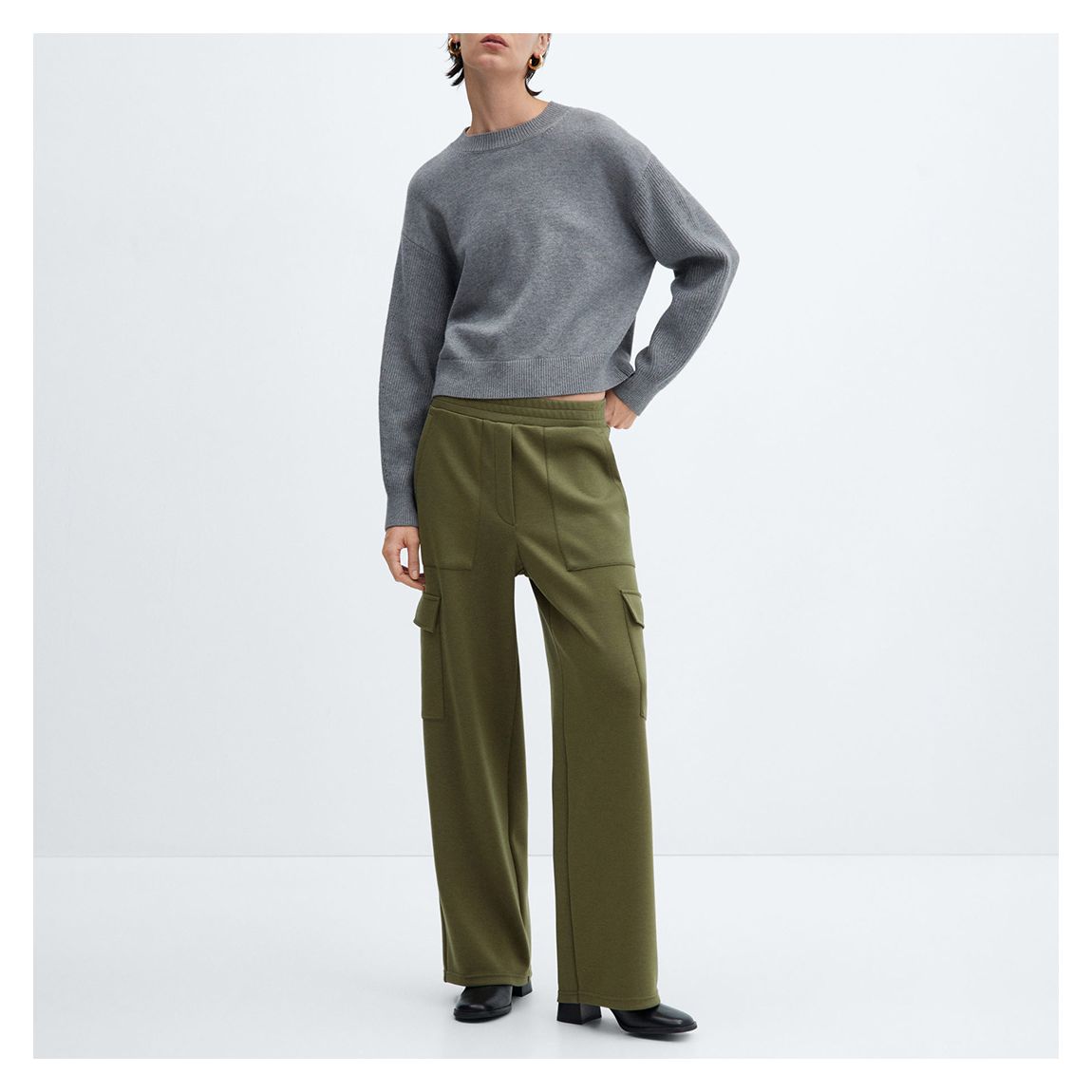 Khaki Elasticated Cargo Trousers main product photo
