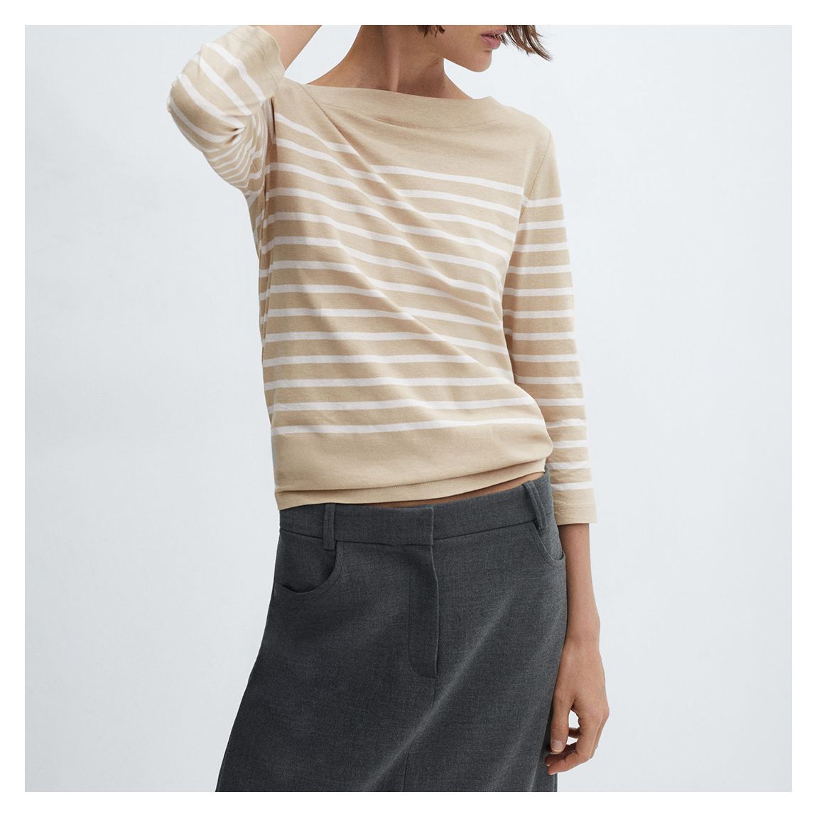Tan Printed Bracelet Boat Neck Tee main product photo