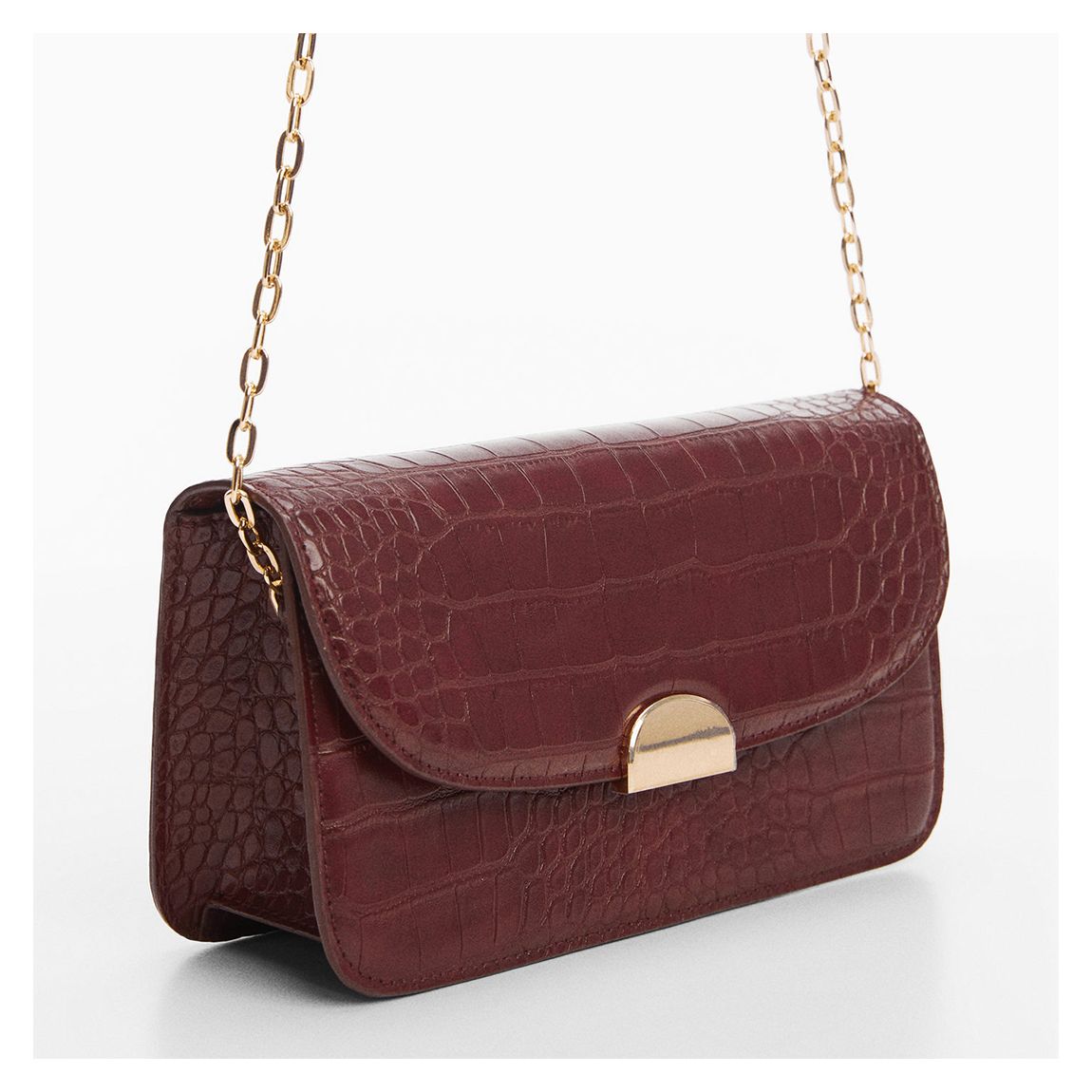 Burgundy Croc Effect Handbag main product photo
