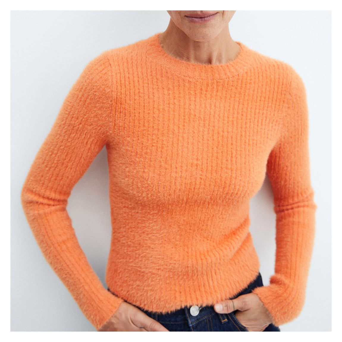 Orange Ribbed Knit Jumper main product photo