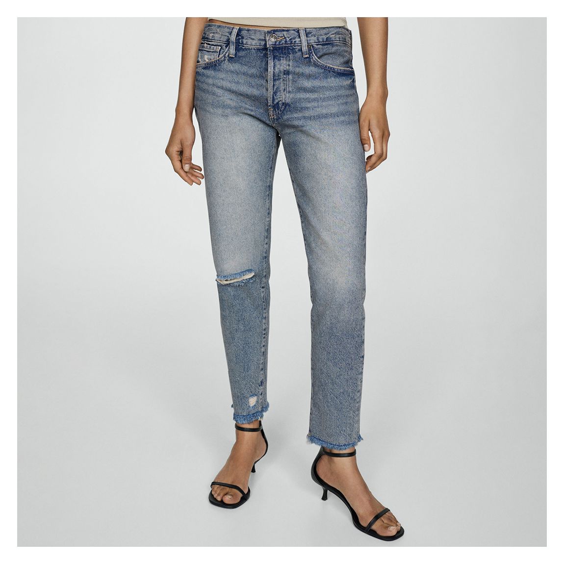 Mid Blue Low Rise Girlfriend Jeans main product photo