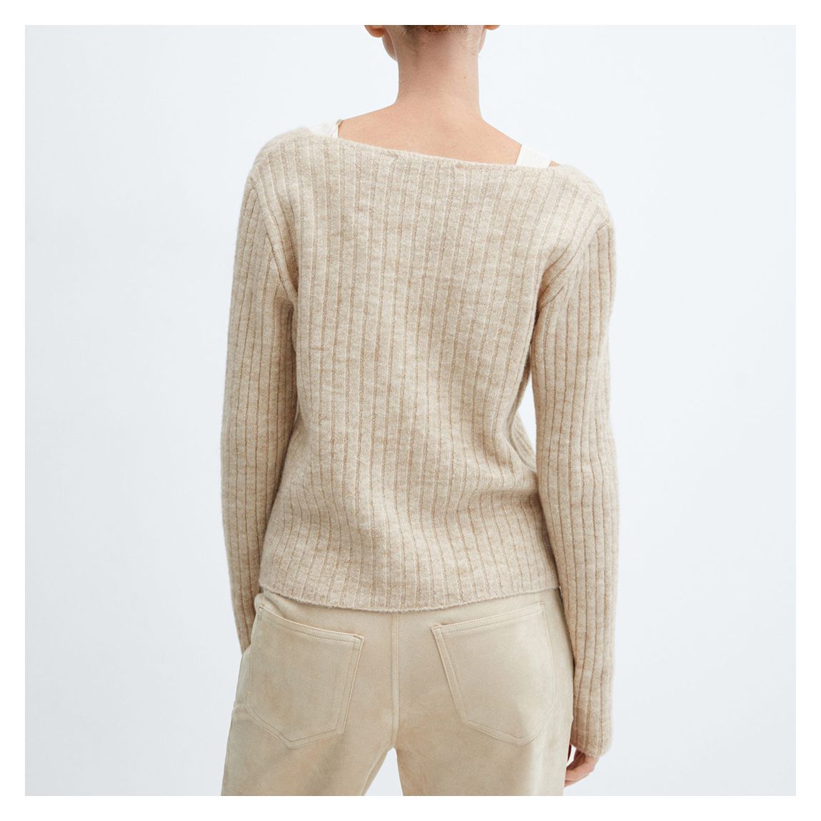 Ecru Wool Blend Ribbed Knit Jumper main product photo