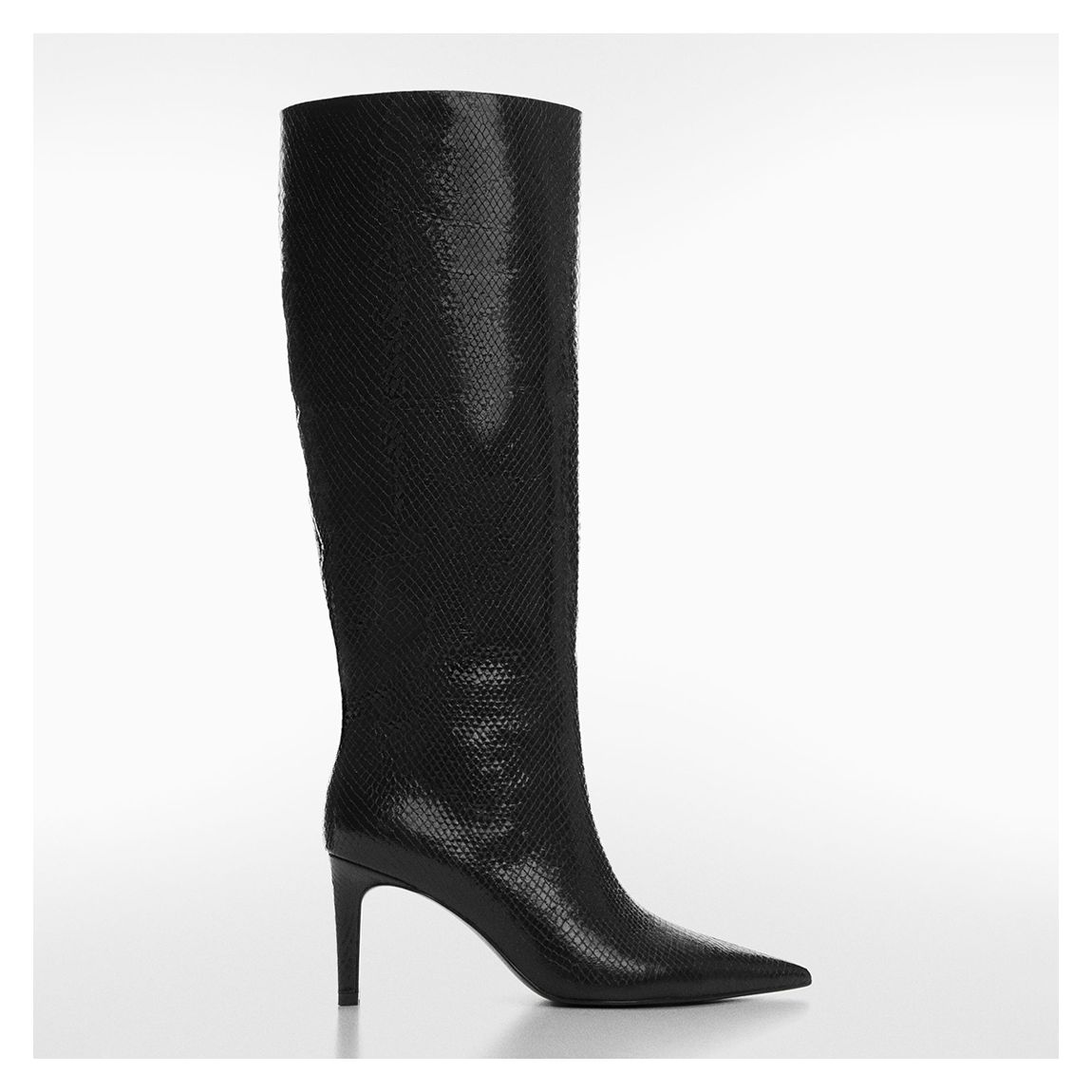 Black Knee-High Snake Effect Boots main product photo