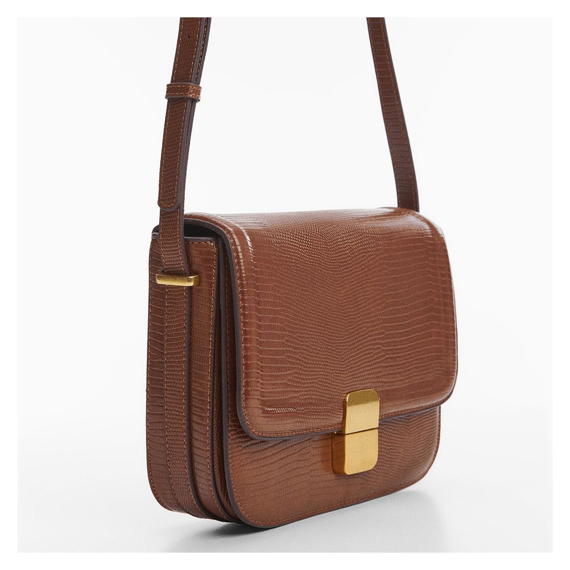 Brown Croc Effect Cross-Body Bag main product photo