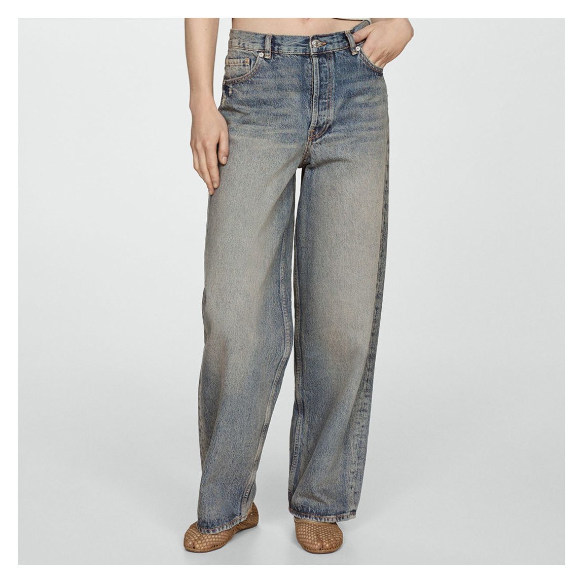 Loose mid-rise wideleg jeans main product photo
