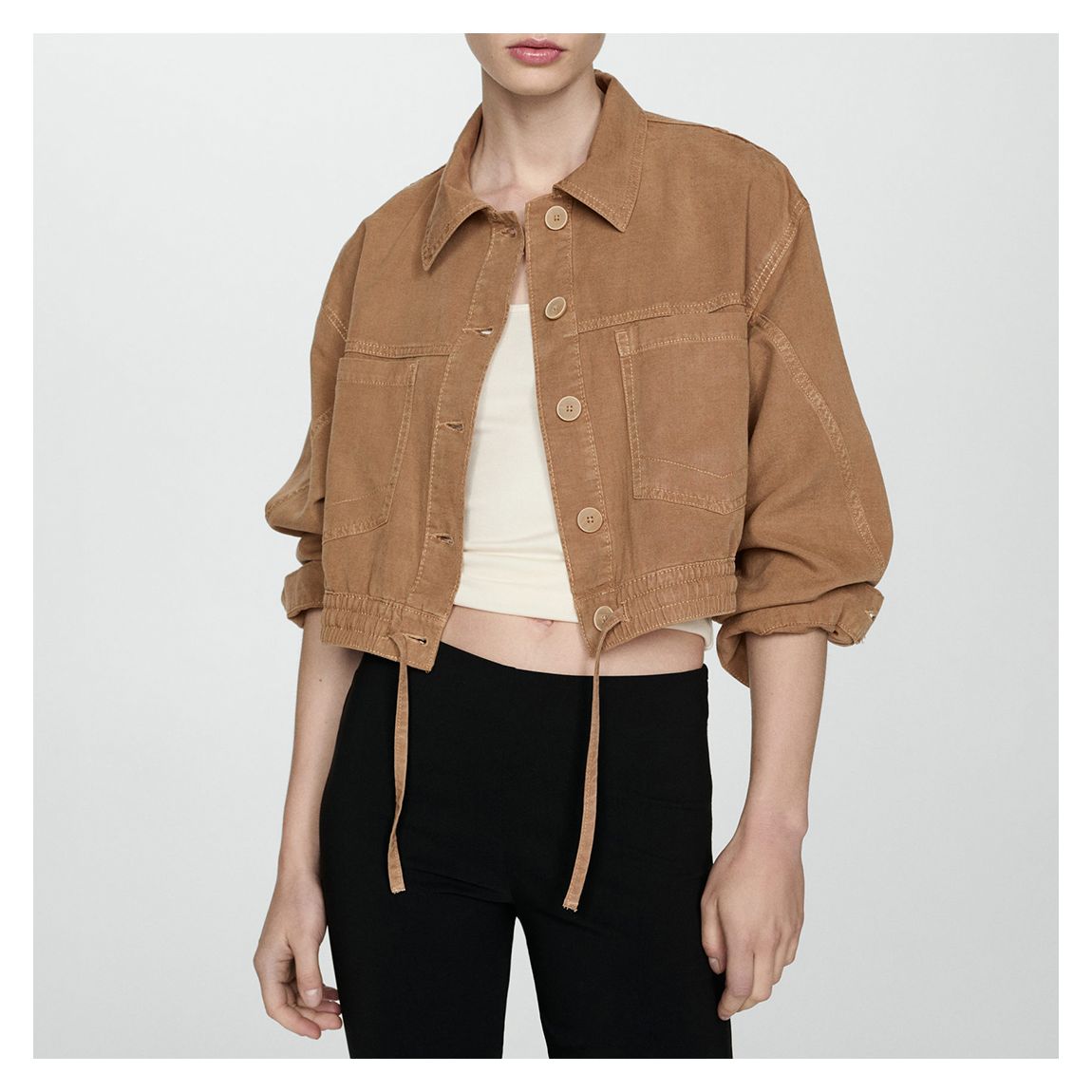 Camel Cropped Shirt Jacket main product photo