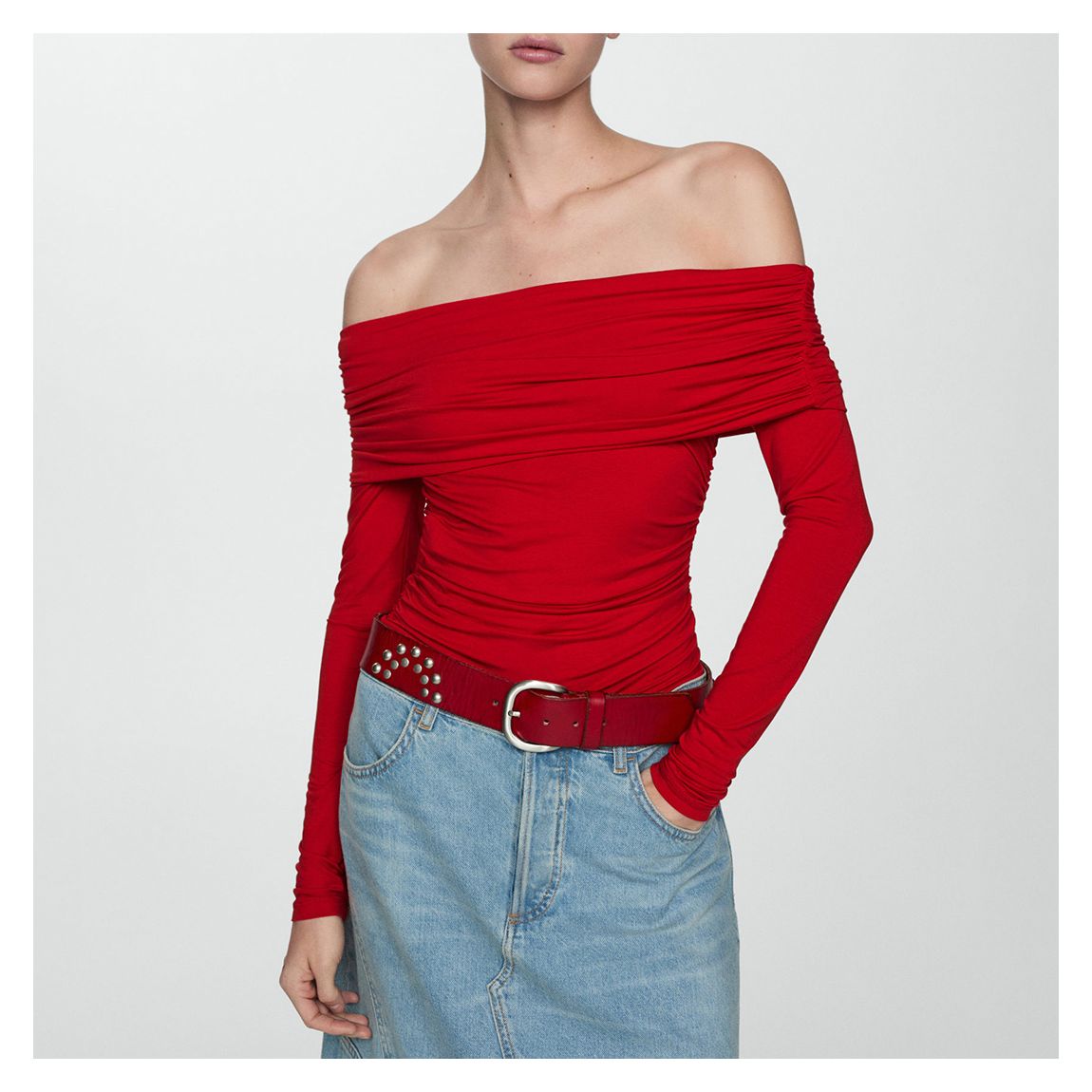 Scarlet Off-The-Shoulder Ruched Top main product photo