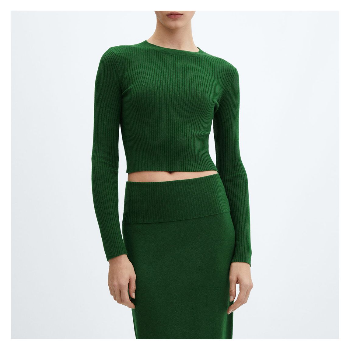 Forest Green Ribbed Crop Top main product photo