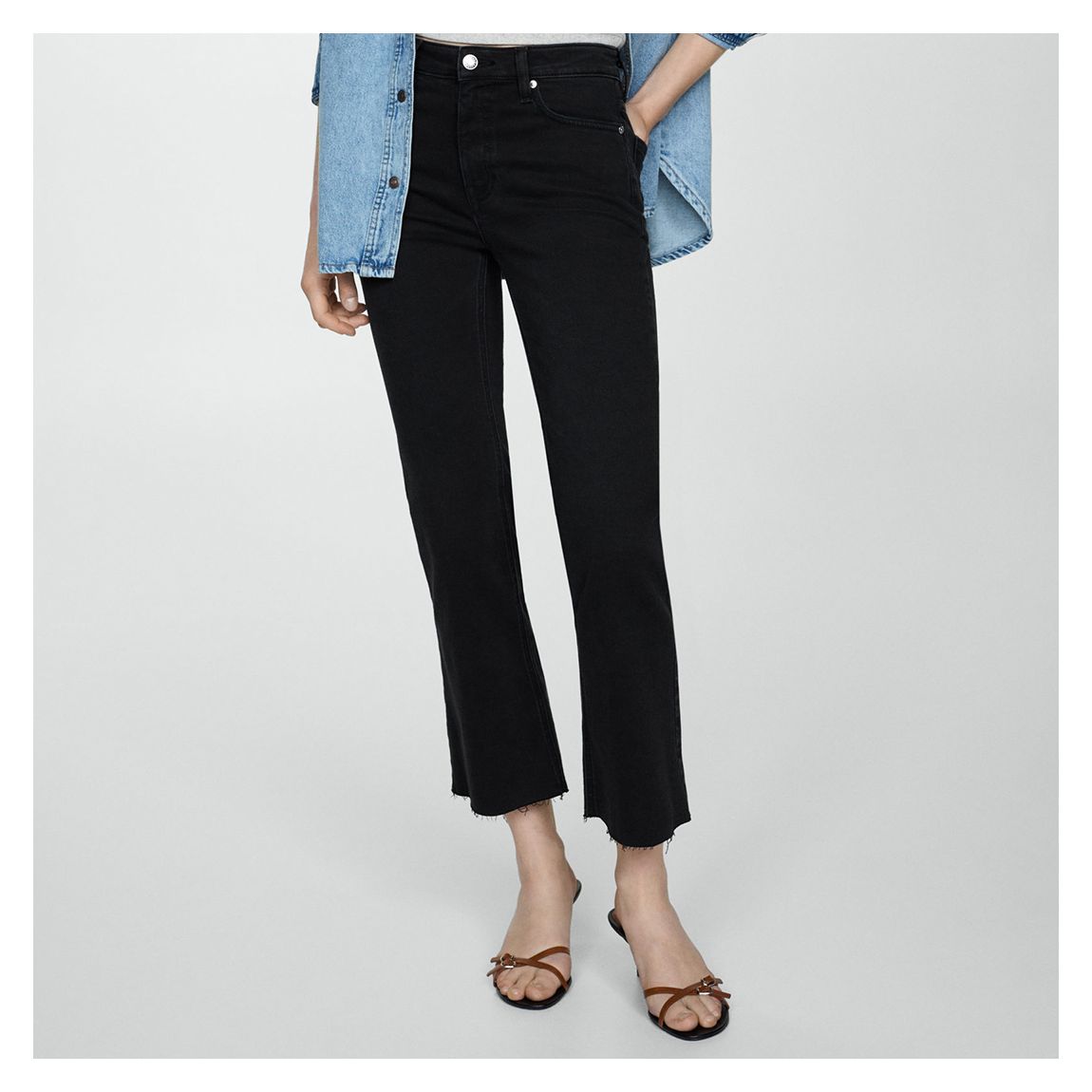 Black Slim Flared Cropped Jeans main product photo