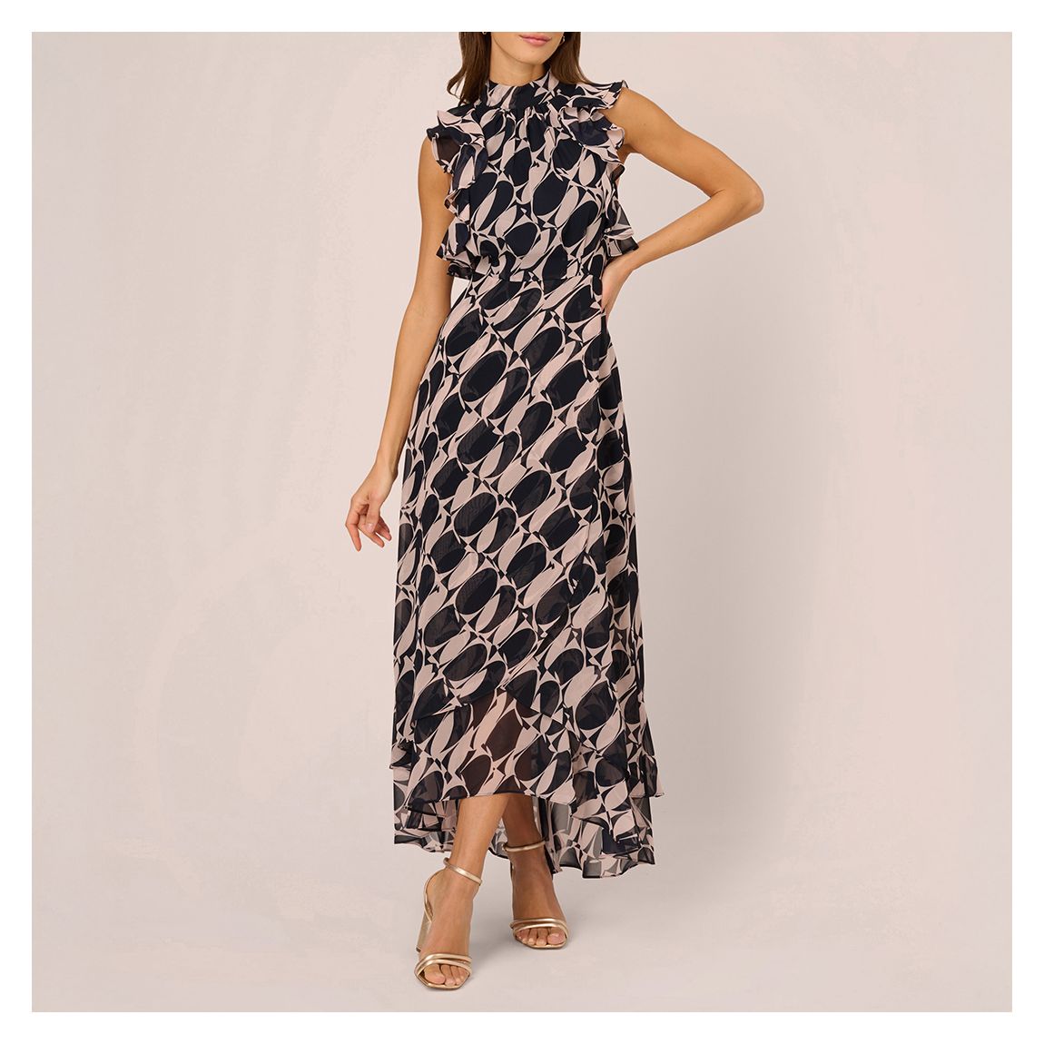 Multi Ruffle Chiffon Ankle Dress main product photo