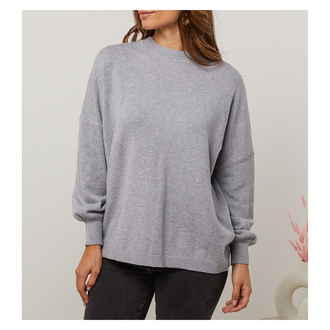 Grey Lace Back Cashmere Blend Jumper main product photo